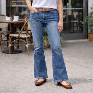 Gap Long and Lean Flare Jeans Medium Wash Bootcut Stretch Denim Y2K Women's 12 L